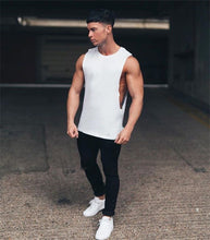 Load image into Gallery viewer, Mens Casual Fashion Tank Top Gym Fitness Workout Cotton Sleeveless Shirt Summer Clothing Male Extend Long Singlet Hip Hop Vest