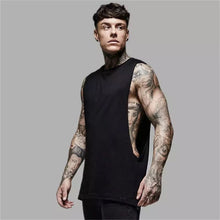 Load image into Gallery viewer, Mens Casual Fashion Tank Top Gym Fitness Workout Cotton Sleeveless Shirt Summer Clothing Male Extend Long Singlet Hip Hop Vest