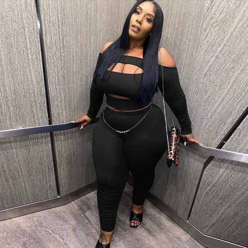 Two Piece Set Plus Size Off Shoulder