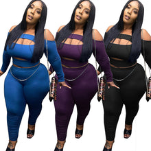 Load image into Gallery viewer, Two Piece Set Plus Size Off Shoulder