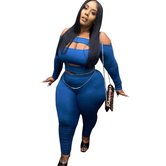 Two Piece Set Plus Size Off Shoulder